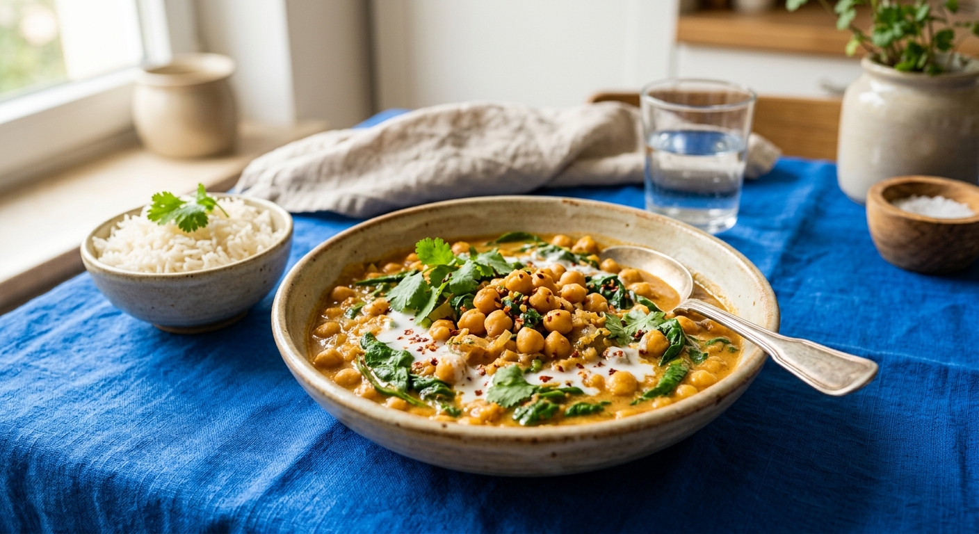 Blitz-Kichererbsen-Curry mit Spinat