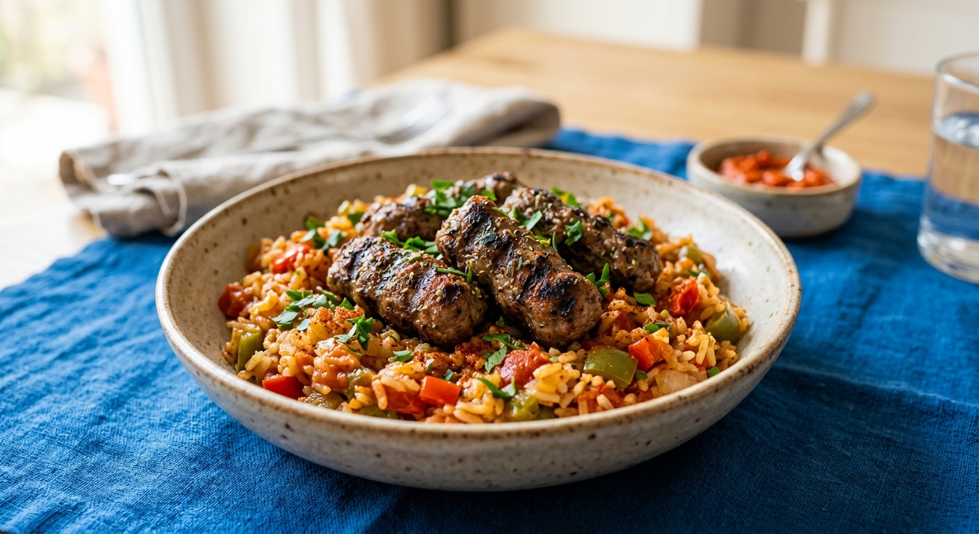 Djuvec Reis mit Cevapcici