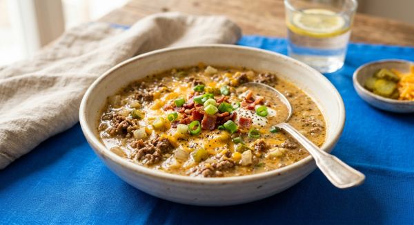 Weitere Aufnahme von Cheeseburger-Suppe