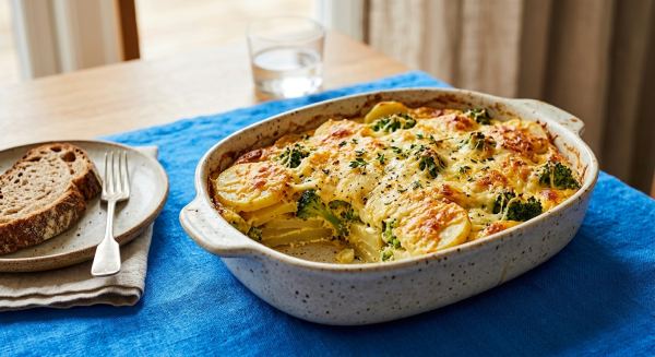 Weitere Aufnahme von Brokkoli-Kartoffel-Auflauf mit Käsekruste