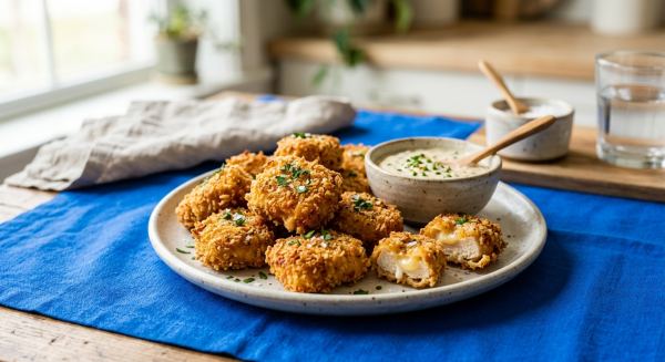 Weitere Aufnahme von Knusprige Käse-Hähnchen-Nuggets aus dem Airfryer