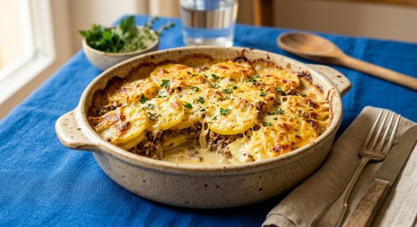 Weitere Aufnahme von Herzhaftes Kartoffelgratin mit Hackfleisch