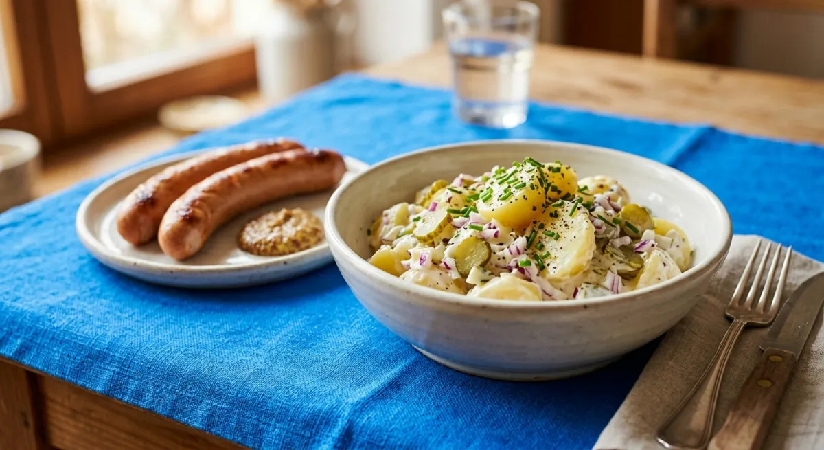 Klassischer Kartoffelsalat mit Wiener Würstchen