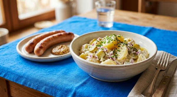 Weitere Aufnahme von Klassischer Kartoffelsalat mit Wiener Würstchen