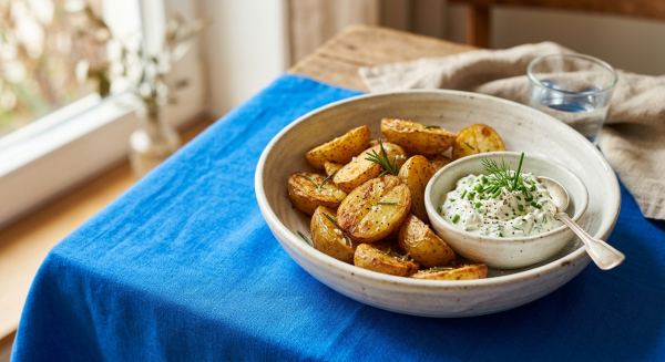 Weitere Aufnahme von Klassische Ofenkartoffeln mit Kräuterquark