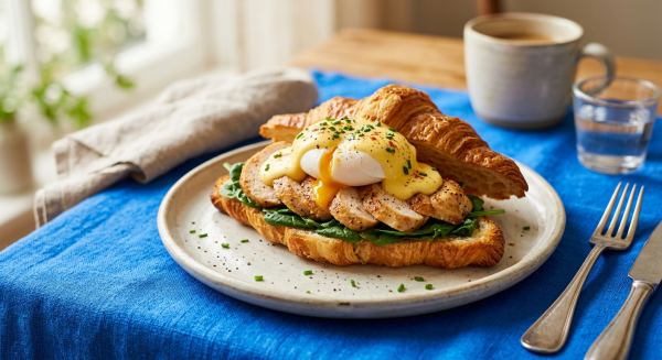 Weitere Aufnahme von Croissant Benedict Chicken