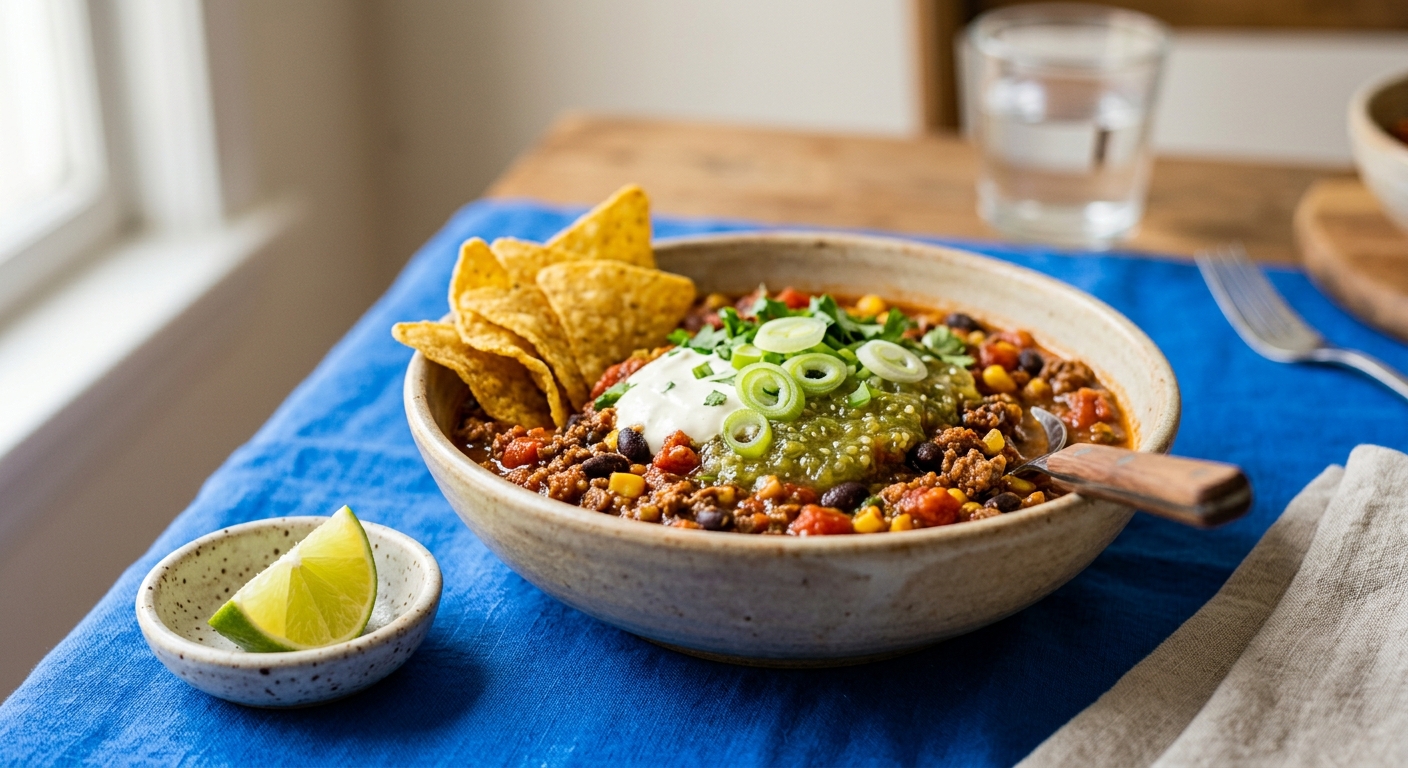 Chili-Bowl mit Hack vom Weiderind & Tortilla Chips